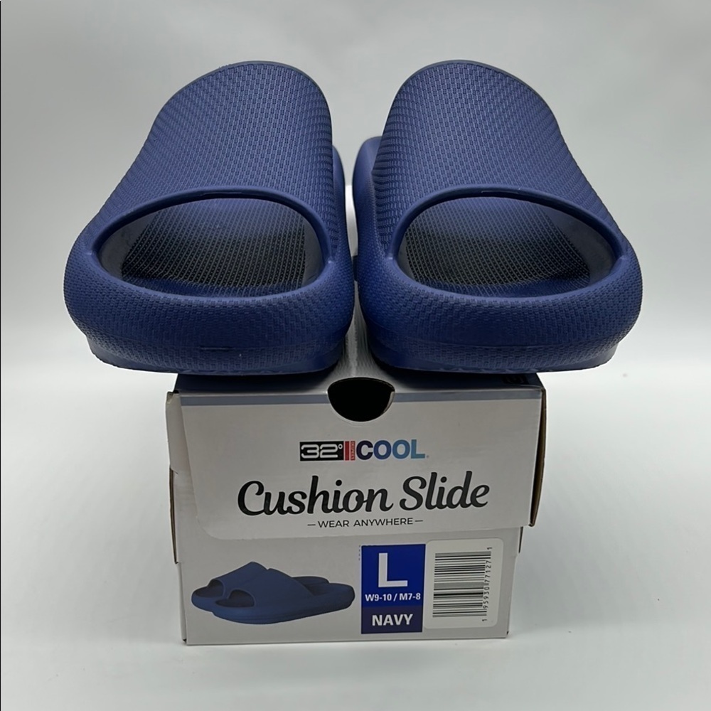 32• COOL Cushion Slide Sandals Navy Size L (W9-10 / M7-8) Unisex Comfort NWT - Picture 11 of 11